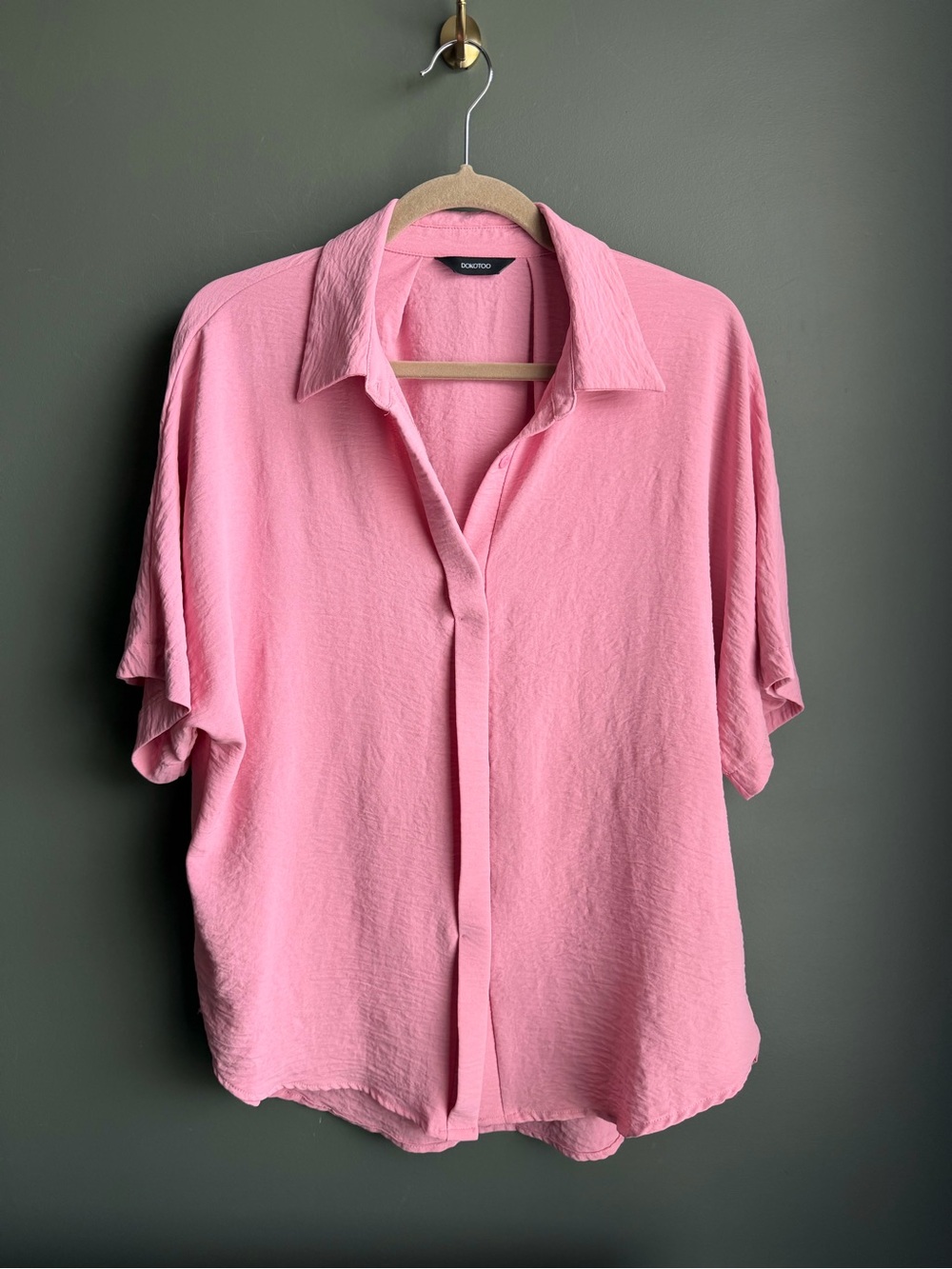 Light Pink Button-Front Blouse